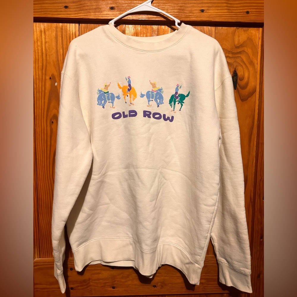 Old Row Cream Sweatshirt with Colorful horseback Graphic L